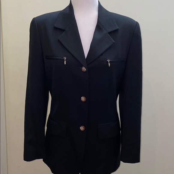 Theme long button zipper black blazer jacket Japan - Picture 2 of 11